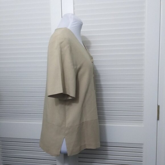 David Paul New York Vintage Linen Rayon Blend Lagenlook Button Front Blouse - Picture 8 of 8